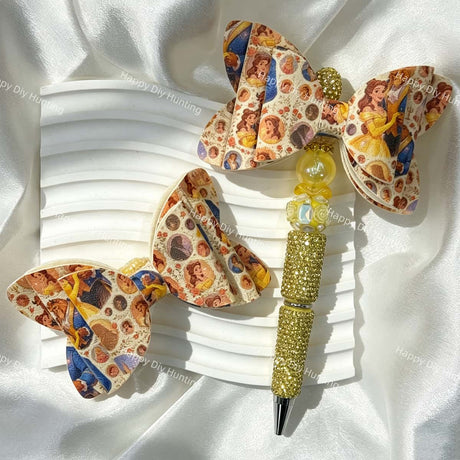 fairy-tale collage bow beads for DIY pens and enchanted princess-themed crafts