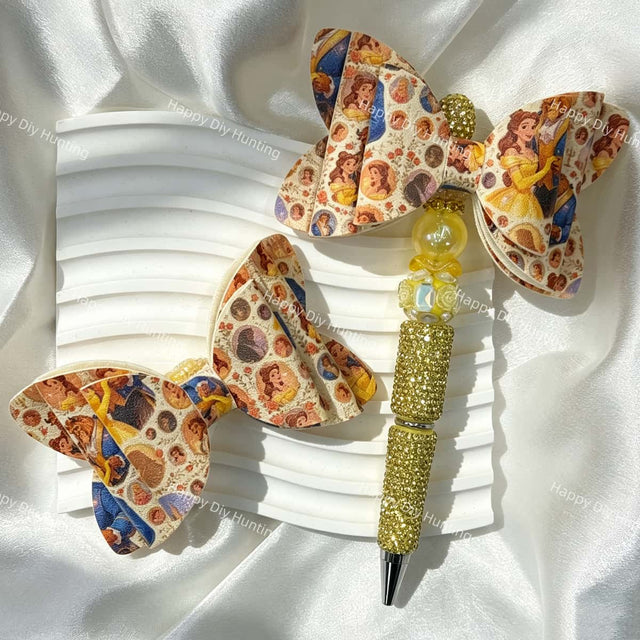 fairy-tale collage bow beads for DIY pens and enchanted princess-themed crafts