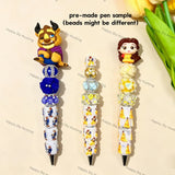 Finished DIY character beadable pen matched with fairytale couple mini character pen topper