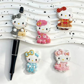 Charming fashion outfit cartoon cat acrylic focal beads for DIY beadable pens