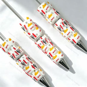 fast‑food theme printed beadable pens fun novelty theme for diy stationery and handmade gifts