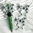 flat green PE football bow silicone focal beads for DIY pens and sports-themed crafts