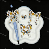 Sports team football bow heart silicone focal beads, printed large‑hole beads for beadable pen DIY craft