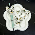 Football themed bow‑heart silicone focal beads, floral sport print beads for pen and keychain making
