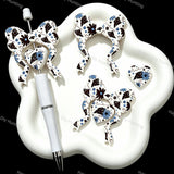 Sport football bow heart silicone focal beads, large hole printed beads for handmade beadable pen keychain