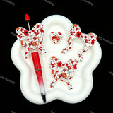 Sports team football bow heart silicone focal beads, printed large‑hole beads for beadable pen DIY craft