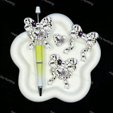 Football themed bow‑heart silicone focal beads, floral sport print beads for pen and keychain making