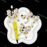 Football sport themed bow heart silicone focal beads, sunflower print beads for DIY craft beadable pen