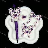 Sports team football bow‑heart silicone focal beads, printed large hole beads for pen and keychain DIY