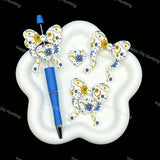 Floral sport bow‑heart silicone focal beads, printed silicone beads for pen and keychain handmade supplies