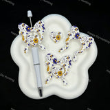 Sunflower sport‑theme bow‑heart silicone beads, printed focal beads for DIY bead pen accessories