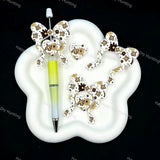 Floral sport bow‑heart silicone focal beads, iris print large hole beads for DIY bead pen making supplies