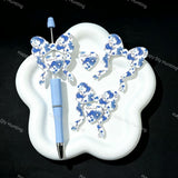 Football themed bow‑heart silicone focal beads, lion daisy star print beads for pen and keychain craft