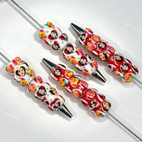 funny BB cartoon character beadable pens wholesale for DIY custom crafts and personalized pens