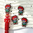 funny red spiky hair cartoon kid silicone focal beads for DIY pens and playful handmade crafts