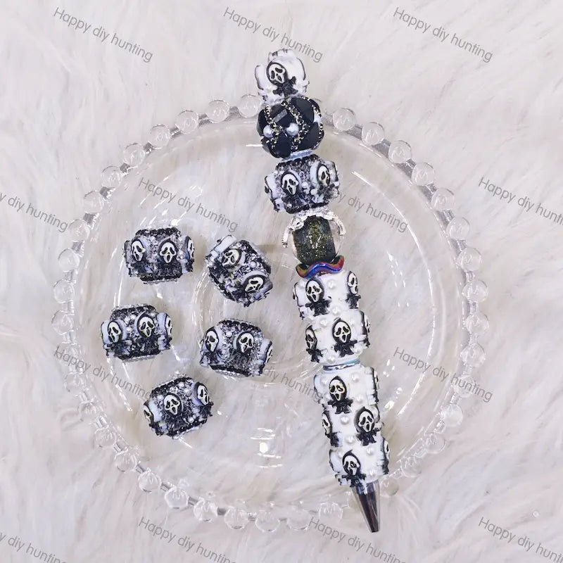 Ghost Face Horrror Themed Sugar Focal Beads for DIY Beadable Pens