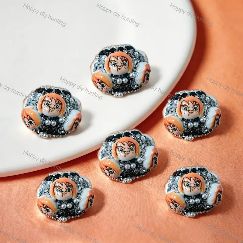 Horrror Orange Haired Doll Character Sugar Focal Beads for DIY Beadable Pens