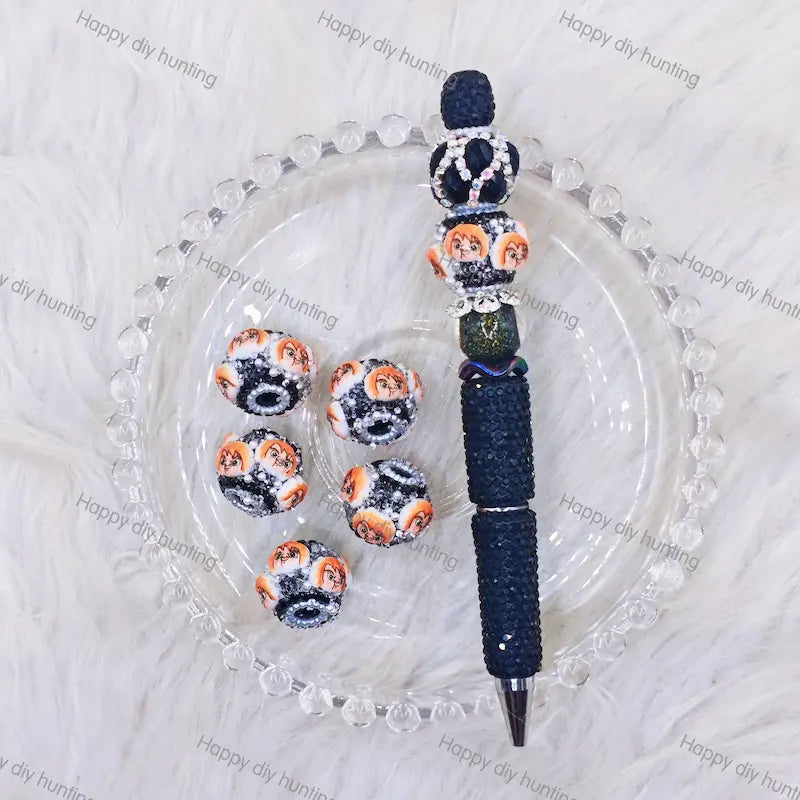 Horrror Orange Haired Doll Character Sugar Focal Beads for DIY Beadable Pens