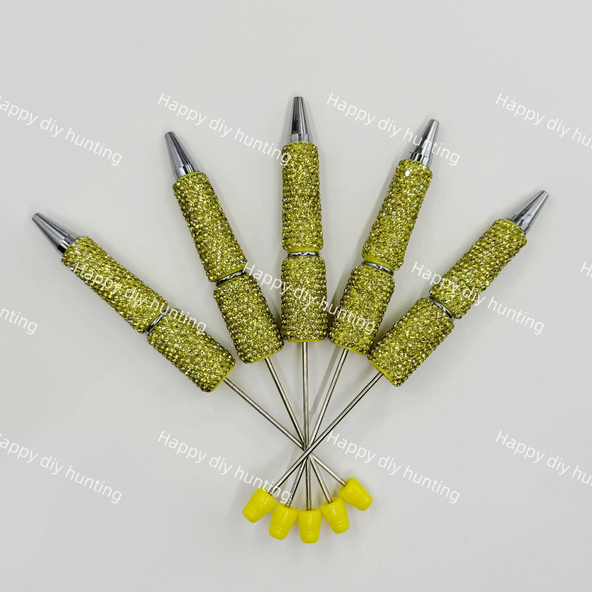gold rhinestone beadable pen blanks diy handmade stationery craft supplies wholesale glitter design