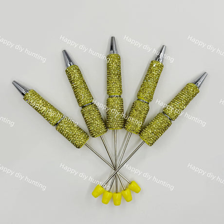 gold rhinestone beadable pen blanks diy handmade stationery craft supplies wholesale glitter design