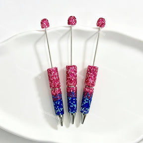 gradient pink blue rhinestone beadable pens wholesale for DIY custom crafts and personalized pens