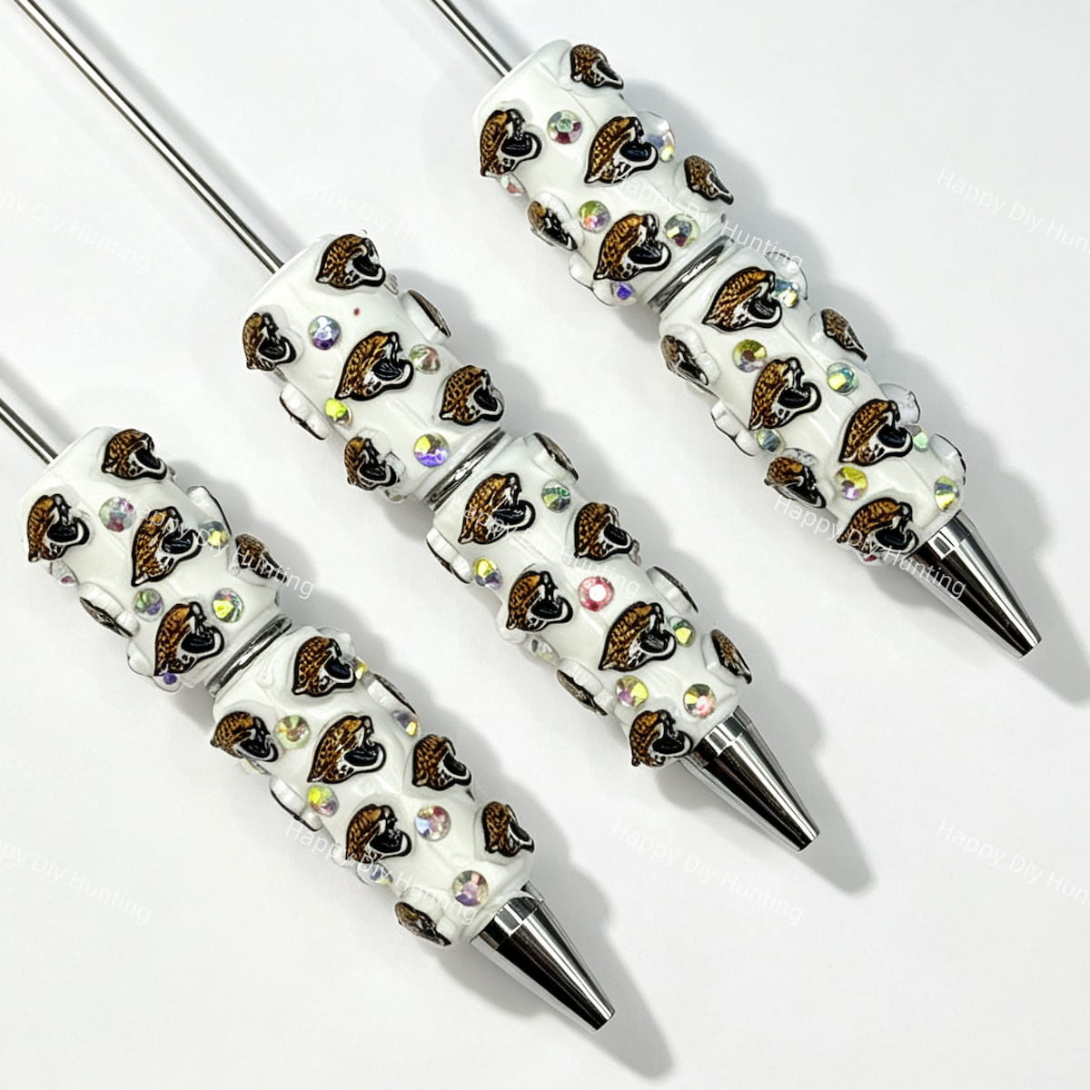 green-black wildcat JJ football team sports beadable pens wholesale for DIY fan crafts and custom pens