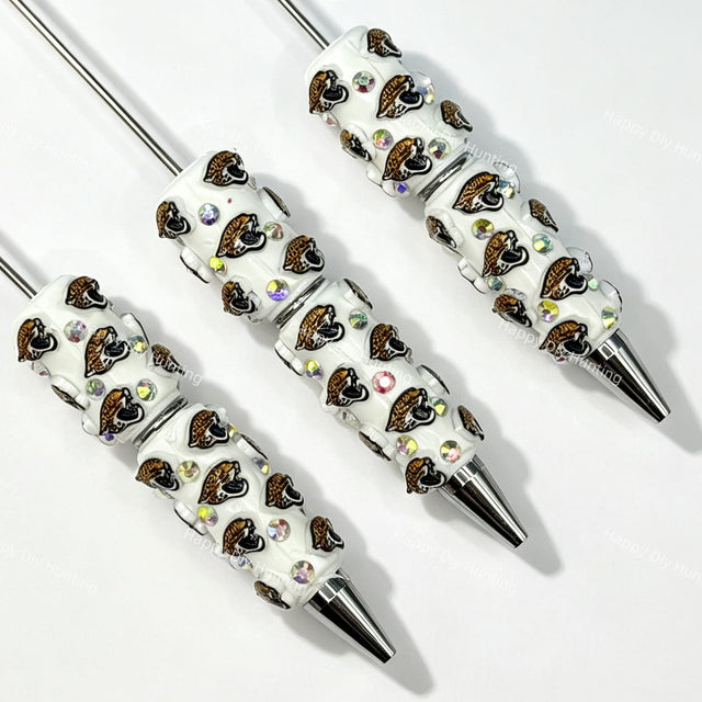 green-black wildcat JJ football team sports beadable pens wholesale for DIY fan crafts and custom pens