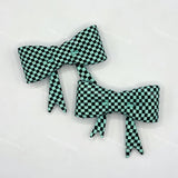 green checkerboard bow silicone focal bead for DIY beadable pens and jewelry crafts