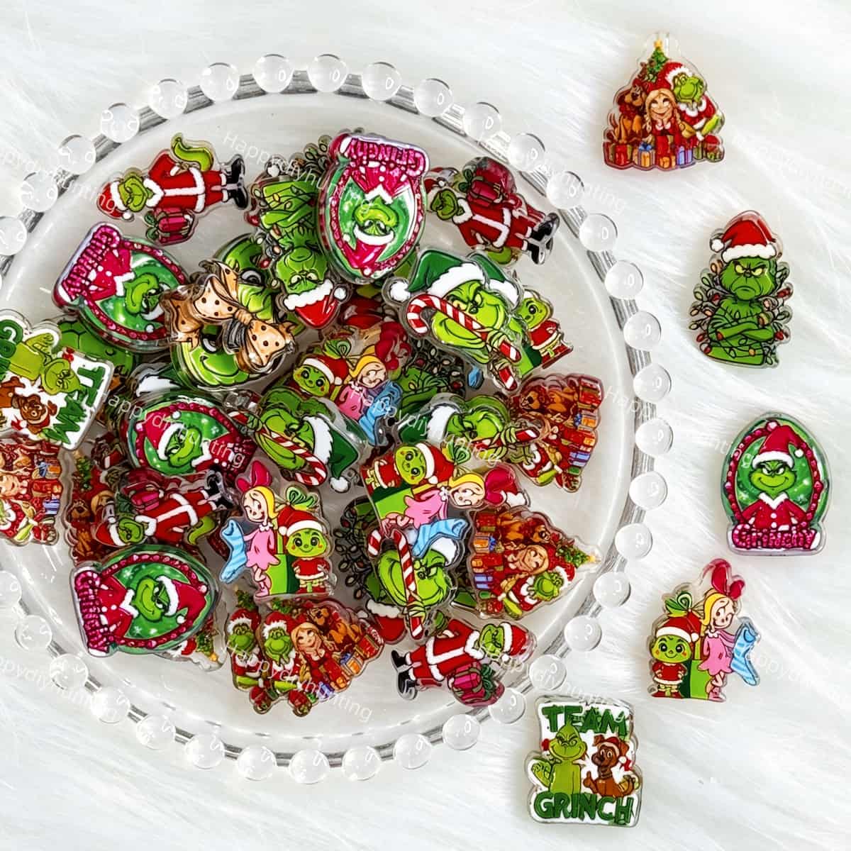 green Christmas character acrylic focal beads for DIY beadable pens and jewelry crafts