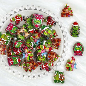 green Christmas character acrylic focal beads for DIY beadable pens and jewelry crafts