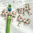 Green Red Christmas Cartoon Character Print Bow Silicone Focal Beads for beadable pen DIY craft projects