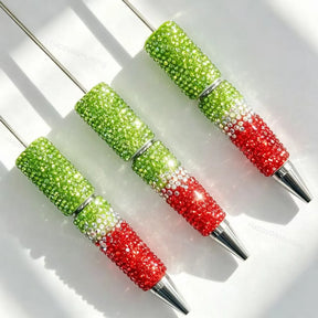 Green red gradient rhinestone beadable pens for DIY beadable pen crafting