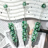 green sport logo printed beadable pens for diy handmade craft projects