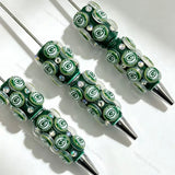 green sport logo printed beadable pens for diy handmade craft projects