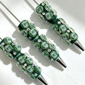 green sport logo printed beadable pens for diy handmade craft projects