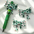 Green cross clover faith quote print bow silicone focal beads for DIY beadable pens