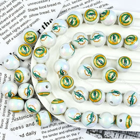 green MIA football team print acrylic beads for beadable pens and sport themed diy jewelry