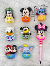 Un-drilled Halloween pumpkin cartoon character charms for DIY beadable pen, stationery and accessory decoration - happy diy hunting