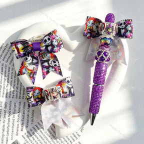 halloween spooky character printed bow fancy beads for diy beadable pens handmade craft accessories