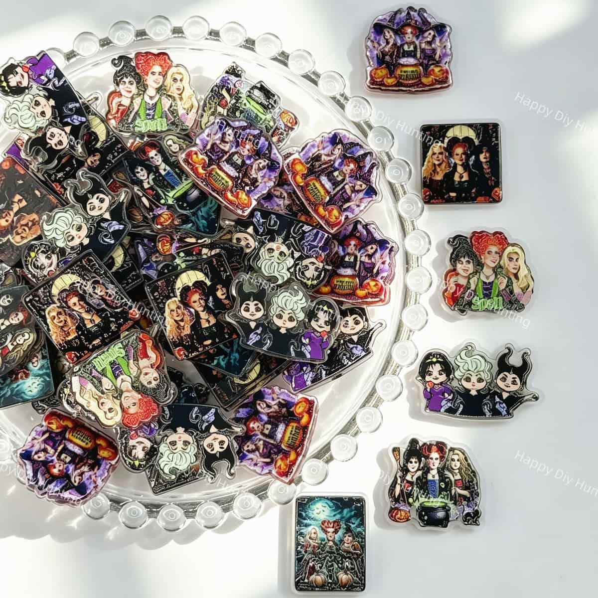 Halloween witch character acrylic focal beads for DIY pens and spooky jewelry crafts