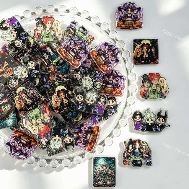Halloween witch character acrylic focal beads for DIY pens and spooky jewelry crafts