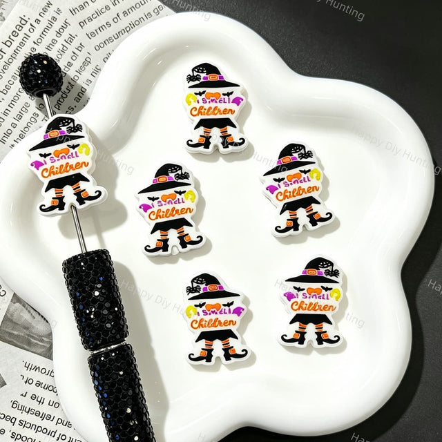 Halloween Witch Figurine Silicone Focal Beads for custom beadable pen handmade DIY craft projects
