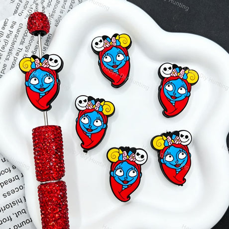 Halloween Blue Face Cartoon Character 3D Silicone Focal Beads for beadable pen DIY craft projects