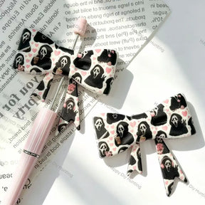 halloween ghost printed bow silicone focal beads spooky holiday theme for diy jewelry and pen making