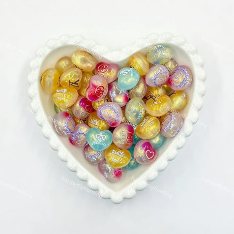 heart shaped designer luxury acrylic beads for DIY beadable pens and jewelry, 18.5 x 22mm