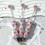 heart pu cartoon girl character beadable pens, heart pu patches with rhinestones for diy pen craft