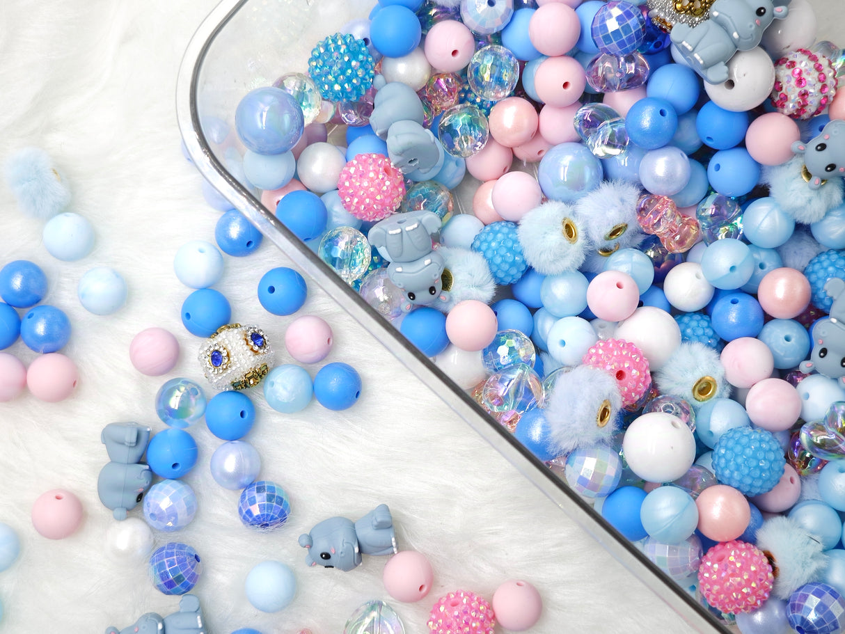 Assorted Beads with Happy Hippo Silicone Focal Beads, assorted beads bulk