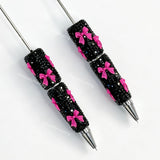 hot pink rhinestone beadable pen with bow decoration wholesale for DIY custom crafts and personalized pens