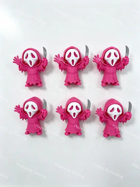 No hole hot pink slasher ghost knife PVC pen toppers match acrylic rhinestone beads for DIY beadable pens, keychains and bag charms - happy diy hunting