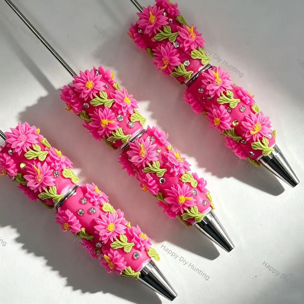 multi‑color 3d daisy flower handmade wholesale beadable pens compatible with all focal beads and pen toppers for diy writing craft